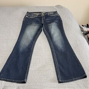Amethyst Jeans Dark Blue Flare Leg Denim stretch.